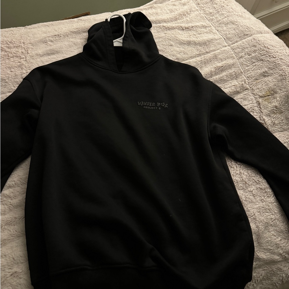 black white fox hoodie- small/medium